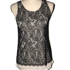 LOFT black floral lace overlay tank top